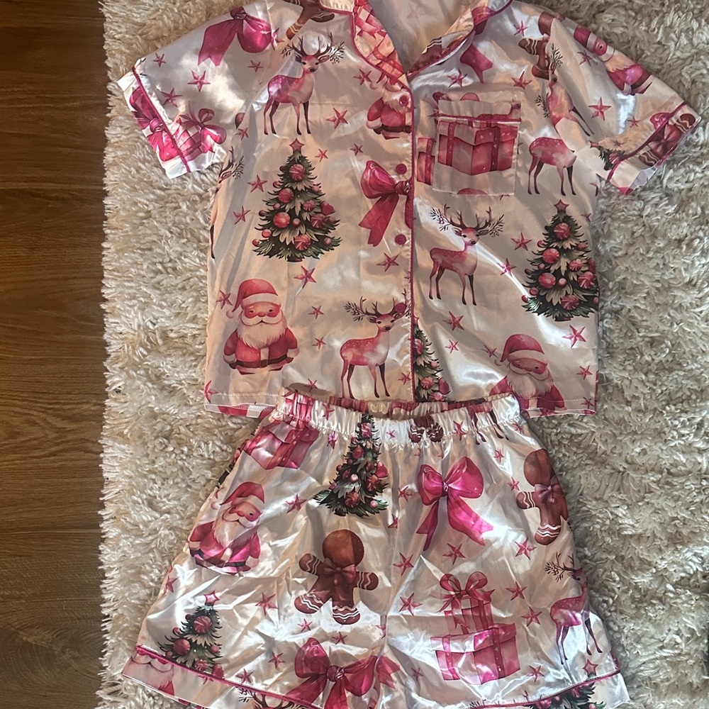 Christmas  Pink Adult women's small Pajamas 2 piece Set